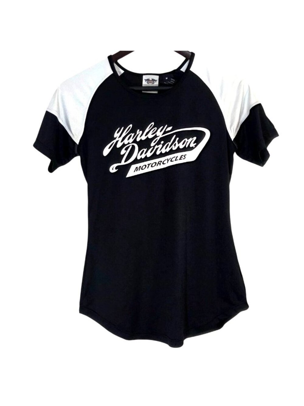 Harley-Davidson Womens M Black & White T-Shirt Genuine Motor Clothes